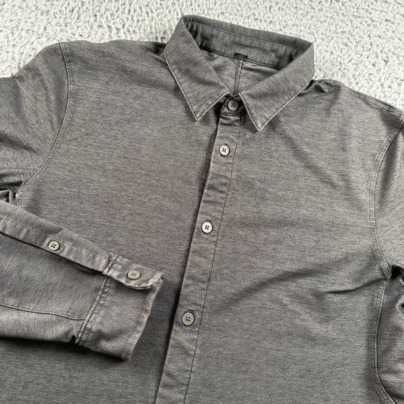 Lululemon Mens Commission Button Down Shirt Gray Size Small Stretch Performance - Picture 1 of 8